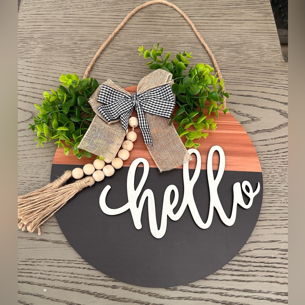 Rustic Hello Wall Hanging with Greenery